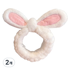 淘氣姐妹 可愛兔耳洗臉髮帶, 2個, 白色
