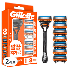질레트 퓨전 5중 서스펜션 면도기 세트, 핸들 + 면도날 8p, 2세트