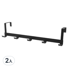 TRENY 簡約門後掛勾架-黑 門後收納神器 免釘門背掛衣架 節省空間, 2入