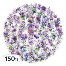 Khohimo 手帳裝飾 花朵 Pet Diy 裝飾 透明貼紙 5W0544, 150個, 紫色花朵