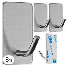 코멧 홈 다용도 스텐304 접착식 고리형 후크, 실버, 8개