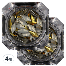 金屬水晶 8mm 美甲飾品, 金色, 4個