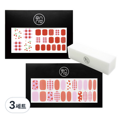 ONNU 네일 푸딩젤 체리 블러썸 페디스티커 + 러블리즈 네일스티커 + 샌딩버퍼, 혼합색상, 3개