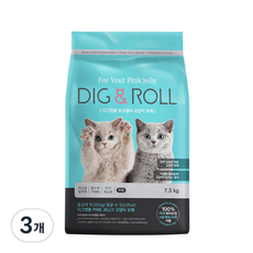 디그앤롤 응고형 핑크젤리 고양이모래 무향, 7.3kg, 3개