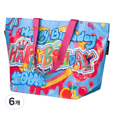 마켓감성 컬러 다회용 타포린백, 블루 생축, 6개
