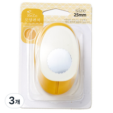 ReZo 모양펀치 25mm, 물결원, 3개