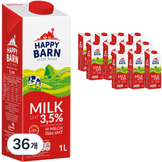 MLEKPOL 해피반 멸균우유 3.5%, 1L, 36개