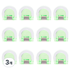 문구담 멀티 반달 클립 접이식 D형 집게 06 초록색, 3개, 12개입, 소