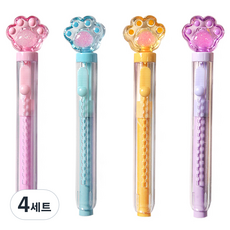 투영디자인 푸쉬 슬라이드 냥이 지우개 4종 세트, 블루, 옐로우, 퍼플, 핑크, 16개