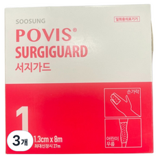POVIS 서지가드 신축성 망붕대 1호 1.3cm x 8m, 1롤, 3개 1롤, 3개