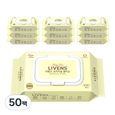 리벤스 오리지널 소프트 저자극 물티슈 캡형, 45g, 100매, 50개