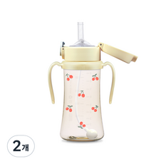 그로미미 PPSU 체리쉬 추빨대컵, 300ml, 2개, 퓨어골드