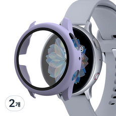 iamdue Galaxy Watch 鋼化玻璃全包覆混合式保護殼, 海洋紫, 2個