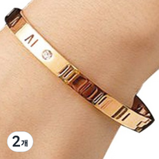 퍼스트리버 심플한 건강팔찌 로즈골드 6mm, 2개