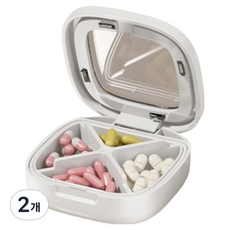 里奇賽邦 簡約高級透明星期藥盒 4格 1入 白色 7.5 x 7.5 x 2.5 cm, 2個