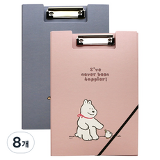 핑크풋 비비 클립 밴드화일 A4, 랜덤발송, 8개