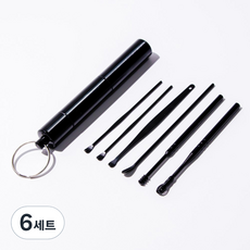 칼리오페 프리미엄 스테인리스 귀이개 6종 세트 블랙, 6개입, 6세트