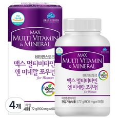비타민스토리 맥스 멀티비타민 앤 미네랄 포우먼, 90정, 4개