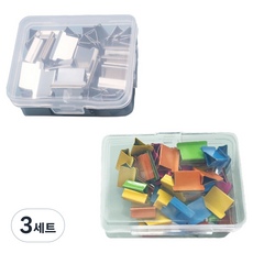문구담 클립 실버 50p + 컬러 50p 세트, 1.6 x 1 cm, 3세트