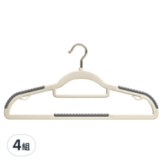 bebehome 防滑雙色無痕衣架, 42x22cm, 塑膠(ABS)+熱塑性彈體(TPE), 灰色, 4組