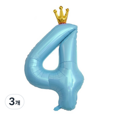 Isabelle Home 生日派對皇冠數字氣球 4 超大型, 3個, 藍色