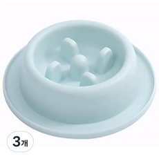 강아지 급체 과식 비만 방지 밥그릇, 블루, 3개