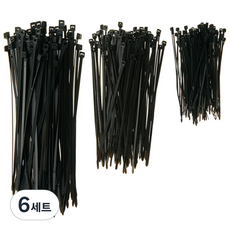 코멧 홈 고강도 PA66 케이블타이 대 200개 + 중 200개 + 소 200개, 블랙, 6세트