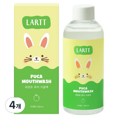 라르트 충치예방 어린이 구강청결제 푸카 병가글 사과향, 300ml, 4개