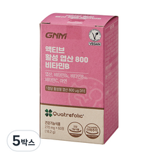 자연의품격 액티브 활성 엽산 800 비타민B, 60정, 5박스