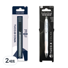 TUCO.B KOMA 舒適握把美工刀 特殊塗層黑刃 + Dr. Grip 舒適自動鉛筆 套組, 隨機出貨(美工刀), 白色(自動鉛筆), 2套