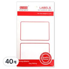 블루마토 사각 라벨 스티커 14, 빨강, 10개입, 40개