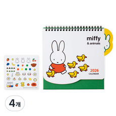 미피 2026 탁상 캘린더 데스크 탁상달력, 혼합색상, 4개