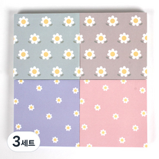 TOCTOC 雛菊便條紙4款組合, 粉紅色,紫色,薄荷綠,灰色, 3套, 1個