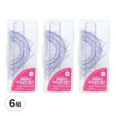 morning glory 三角尺 + 量角器組, 粉色, 6組