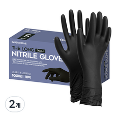 이너홈 더롱 니트릴장갑 30cm 100p, 블랙, 소(S), 2개
