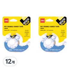 델리 슈퍼 클리어 양면 테이프 18mm x 6m, 투명, 12개