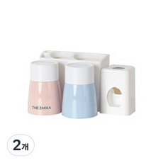 THE ZAKKA White Line 雙人牙刷架 & 牙膏擠壓器組合, 混合顏色, 2個