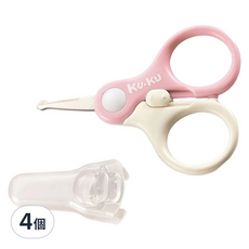 KU.KU Duckbill 酷咕鴨 嬰幼兒安全剪刀, 4個, 蜜糖粉