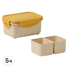 Dr.HOWS 長效保鮮抗菌備餐分隔便當盒 密封容器, 5個, 530ml