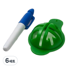 에코벨 골프볼 라이너 + 전용펜 세트, 그린, 6세트