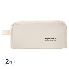 마르벨라 심플 대용량 필통 21 x 11.5 cm, 베이지, 2개
