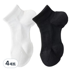 온업 여성용 러닝 스포츠 양말 2켤레 세트, 화이트 + 블랙, 4세트
