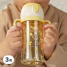 베베픽 유아용 원터치 PPSU 빨대컵, 250ml, 3개, 오목눈이마리골드