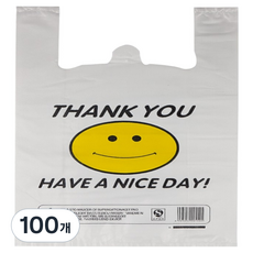 이거닷 스마일 무늬 포장용 및 다용도 비닐봉투 흰색바탕 노랑무늬4 30 x 50 cm, 100개, 42L