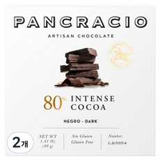 Pancracio 迷你80%濃鬱可可巧克力錠, 40g, 2個
