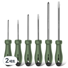 델리 툴즈 홈시리즈 일자 십자 드라이버 6종 세트 그린 HT1006L, 2세트