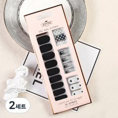 JOYME Daysoy 重點設計凝膠美甲貼 34片組, 02 黑色格紋, 2套