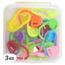 yarna 초보입문용 휴대용 컬러 뜨개 단수링 20p + 케이스 세트, 랜덤 발송, 3세트