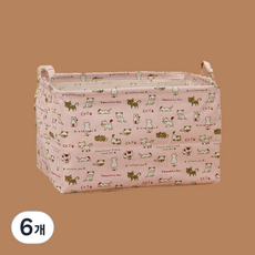 All High布質方形衣物書本化妝品收納籃, 07粉紅貓, 6個