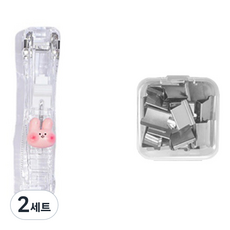 모닝셀러 투명 푸시 클립 토끼 + 핀 50p 세트, 2세트
